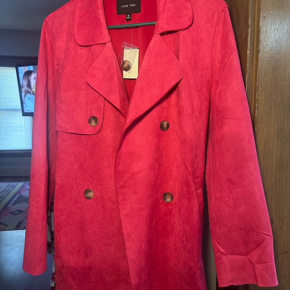 Love Tree Women's Vibrant Pink Trench Coat